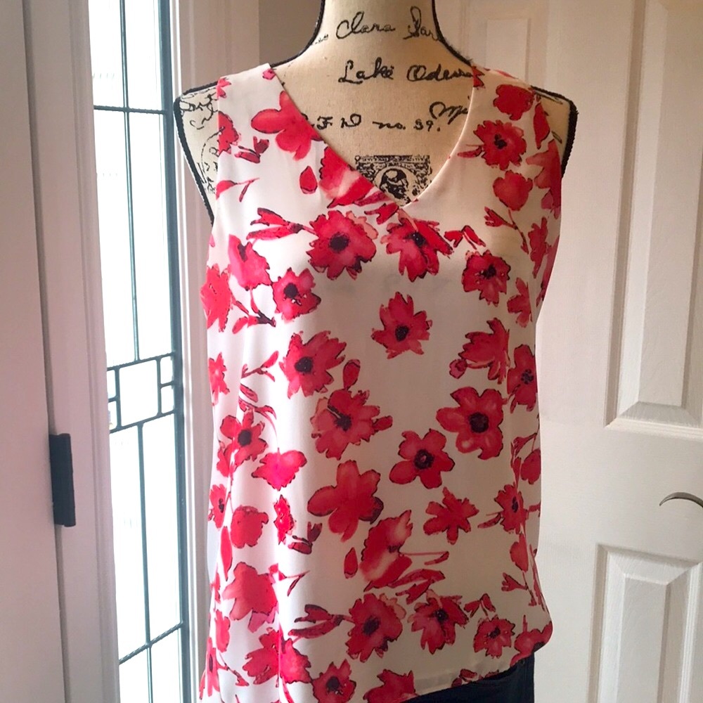 KENAR Hot pink floral sleeveless top